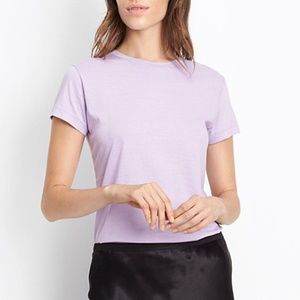 Vince Women's Boy Pima Basic Tee Shirt Top Lilac